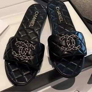 Chanel Black Quilted Heeled Boots
